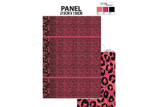 Ibiza Viscose Voile - Leopard Border Stripes Panel, Salmon