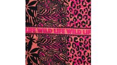 Ibiza Viscose Voile - Leopard Border Stripes Panel, Salmon
