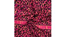 Ibiza Viscose Voile - Leopard Border Stripes Panel, Salmon