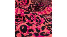 Ibiza Viscose Voile - Leopard Border Stripes Panel, Salmon