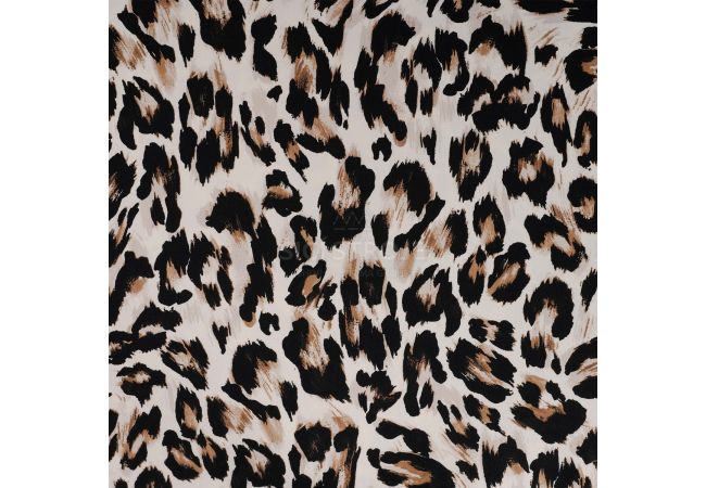 Viscose Stretch Print - Leopard, Sand