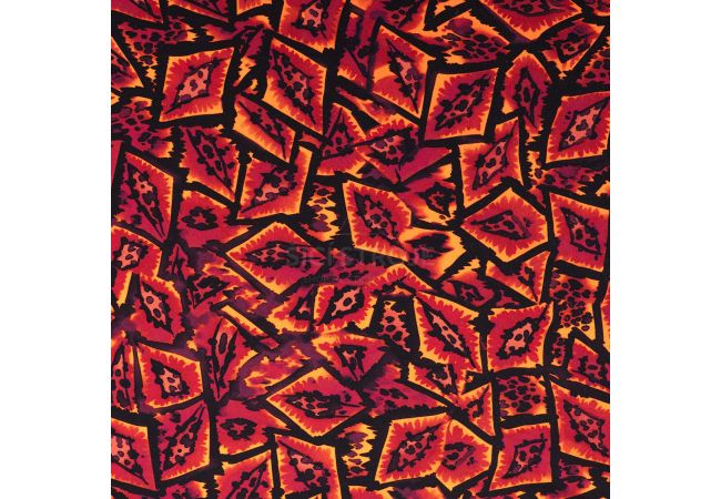 Viscose Stretch Print - Graphic Animals, Dark Red