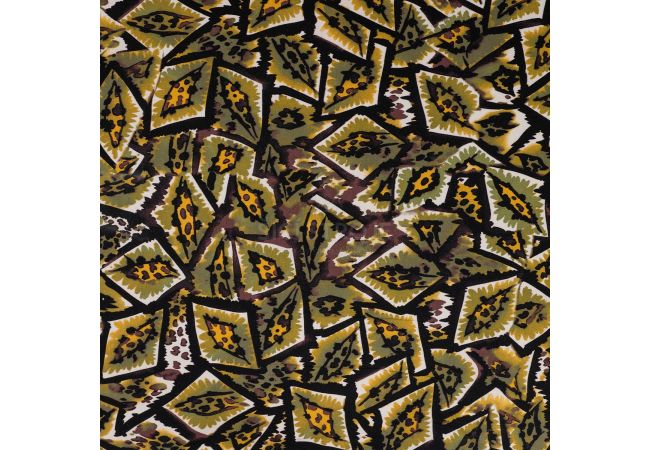 Viscose Stretch Print - Graphic Animals, Khaki