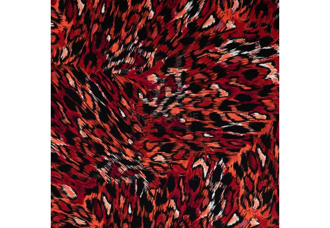 Viscose Twill Print - Leopard, Dark Red