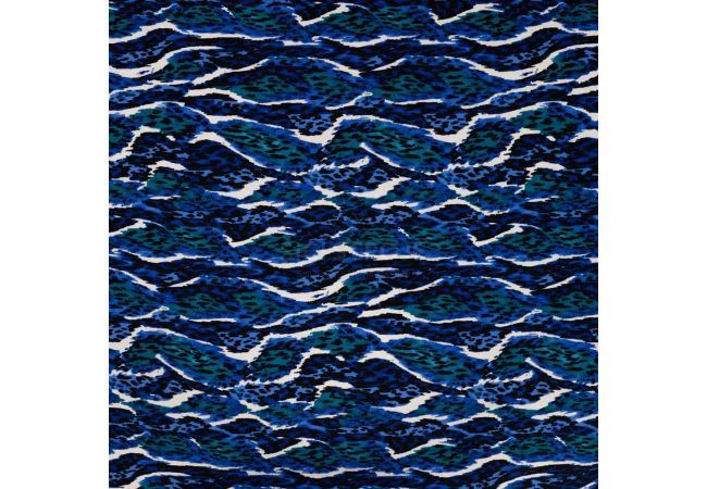 Viscose Twill Print - Leopard, Petrol