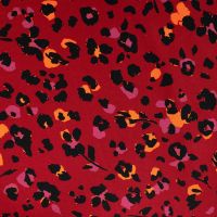 Viscose Twill Print - Leopard, Dark Red