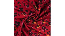 Viscose Twill Print - Leopard, Dark Red