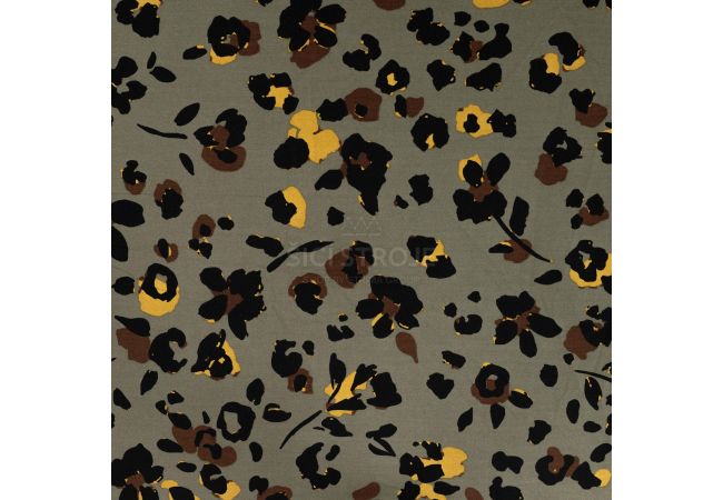 Viscose Twill Print - Leopard, Khaki
