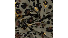 Viscose Twill Print - Leopard, Khaki