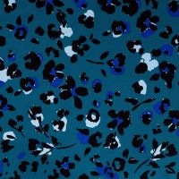 Viscose Twill Print - Leopard, Petrol