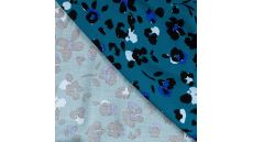 Viscose Twill Print - Leopard, Petrol