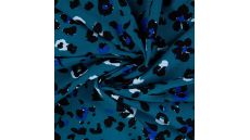 Viscose Twill Print - Leopard, Petrol