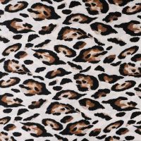 Rayon Spun Satin Print - Leopard, Sand