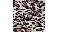 Rayon Spun Satin Print - Leopard, Sand