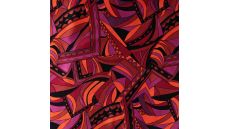 Rayon Spun Satin Print - Graphic Retro, Dark Red