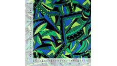 Rayon Spun Satin Print - Graphic Retro, Royal