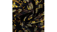 Rayon Spun Satin Print - Flowers, Khaki