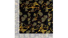 Rayon Spun Satin Print - Flowers, Khaki