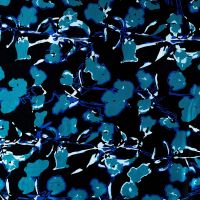 Rayon Spun Satin Print - Flowers, Light Petrol