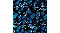 Rayon Spun Satin Print - Flowers, Light Petrol