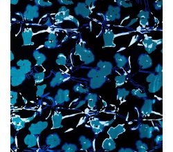 Rayon Spun Satin Print - Flowers, Light Petrol