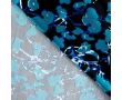Rayon Spun Satin Print - Flowers, Light Petrol