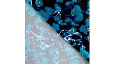 Rayon Spun Satin Print - Flowers, Light Petrol