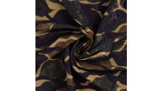 Viscose Jacquard Digi Print - Abstract Leaves, Dark Brown