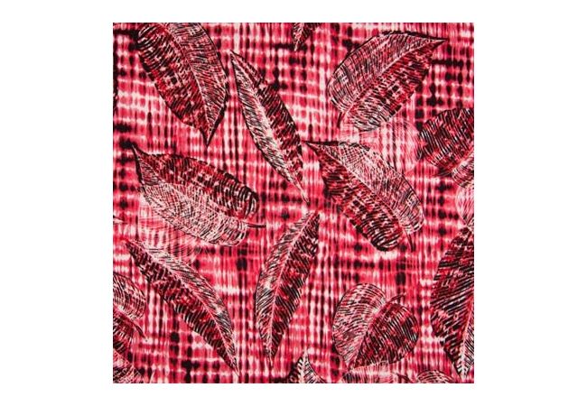 Viscose Chally - Leaves, Red
