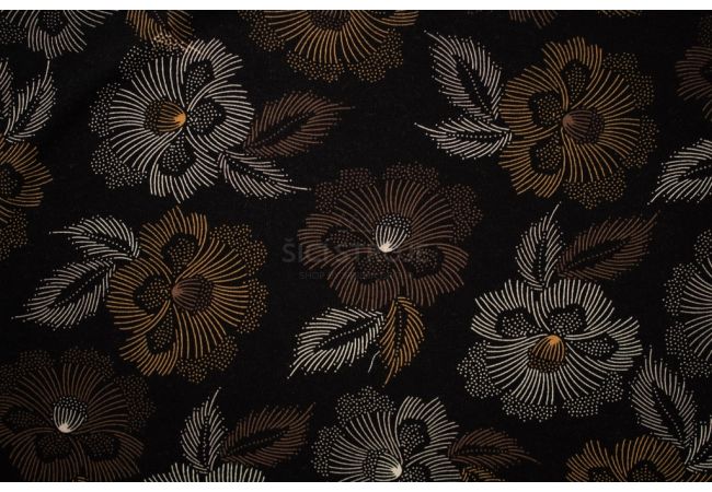 Viscose/Sp Jersey Print - Flowers, Brown