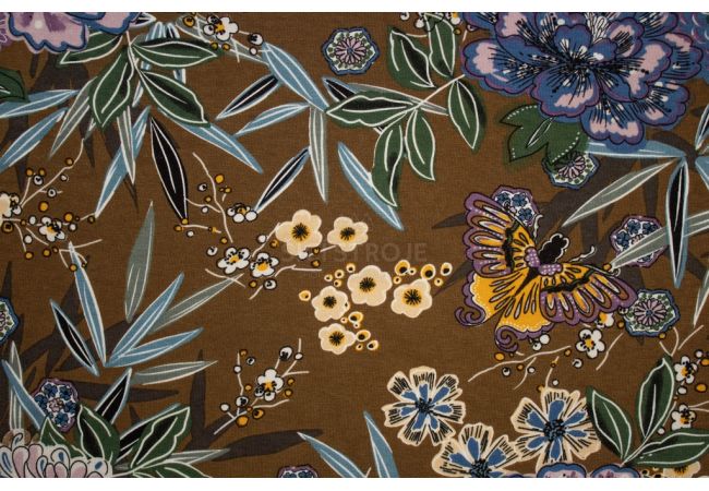 Viscose/Sp Jersey Print - Flowers, Mauive