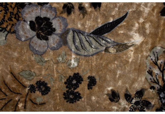 Velours Print - Flowers, Camel