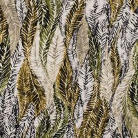 Cotton/Sp Sateen Print - Leaves, Khaki