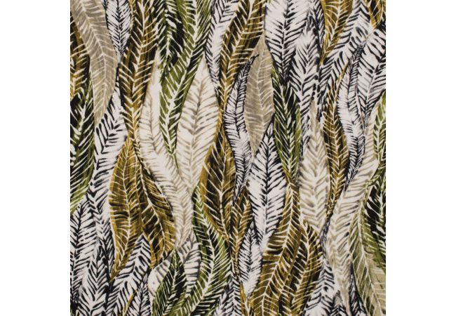 Cotton/Sp Sateen Print - Leaves, Khaki