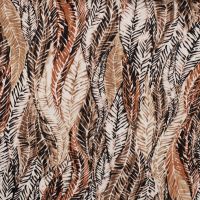 Cotton/Sp Sateen Print - Leaves, Dark Brown