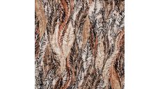 Cotton/Sp Sateen Print - Leaves, Dark Brown