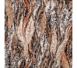 Cotton/Sp Sateen Print - Leaves, Dark Brown