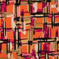 Poly Satin Print - Squares, Orange