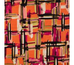 Poly Satin Print - Squares, Orange