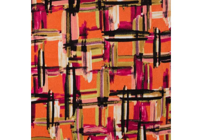 Poly Satin Print - Squares, Orange