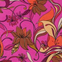 Viscose/Sp Jersey Print - Flowers, Fuchsia