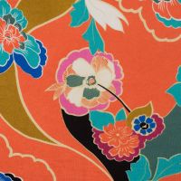 Viscose/Sp Jersey Print - Flowers, Peach
