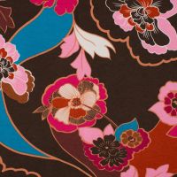 Viscose/Sp Jersey Print - Flowers, Dark Brown