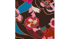 Viscose/Sp Jersey Print - Flowers, Dark Brown