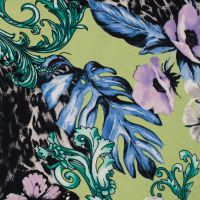 Viscose/Sp Jersey Print - Flowers, Lime