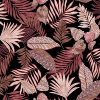 Viscose/Sp Jersey Print - Leaves, Red