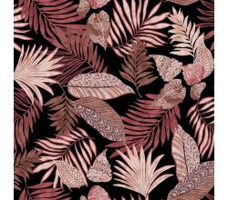 Viscose/Sp Jersey Print - Leaves, Red