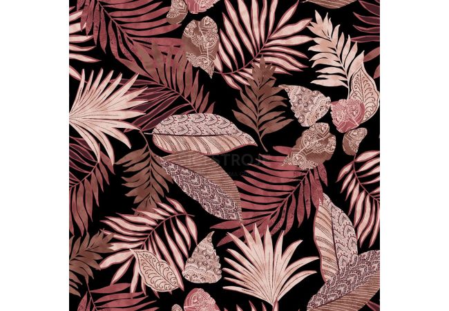 Viscose/Sp Jersey Print - Leaves, Red