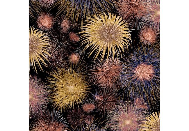 Viscose/Sp Jersey Print - Fireworks, Cognac