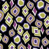 Viscose Twill Print - Mix Figures, Black Lime